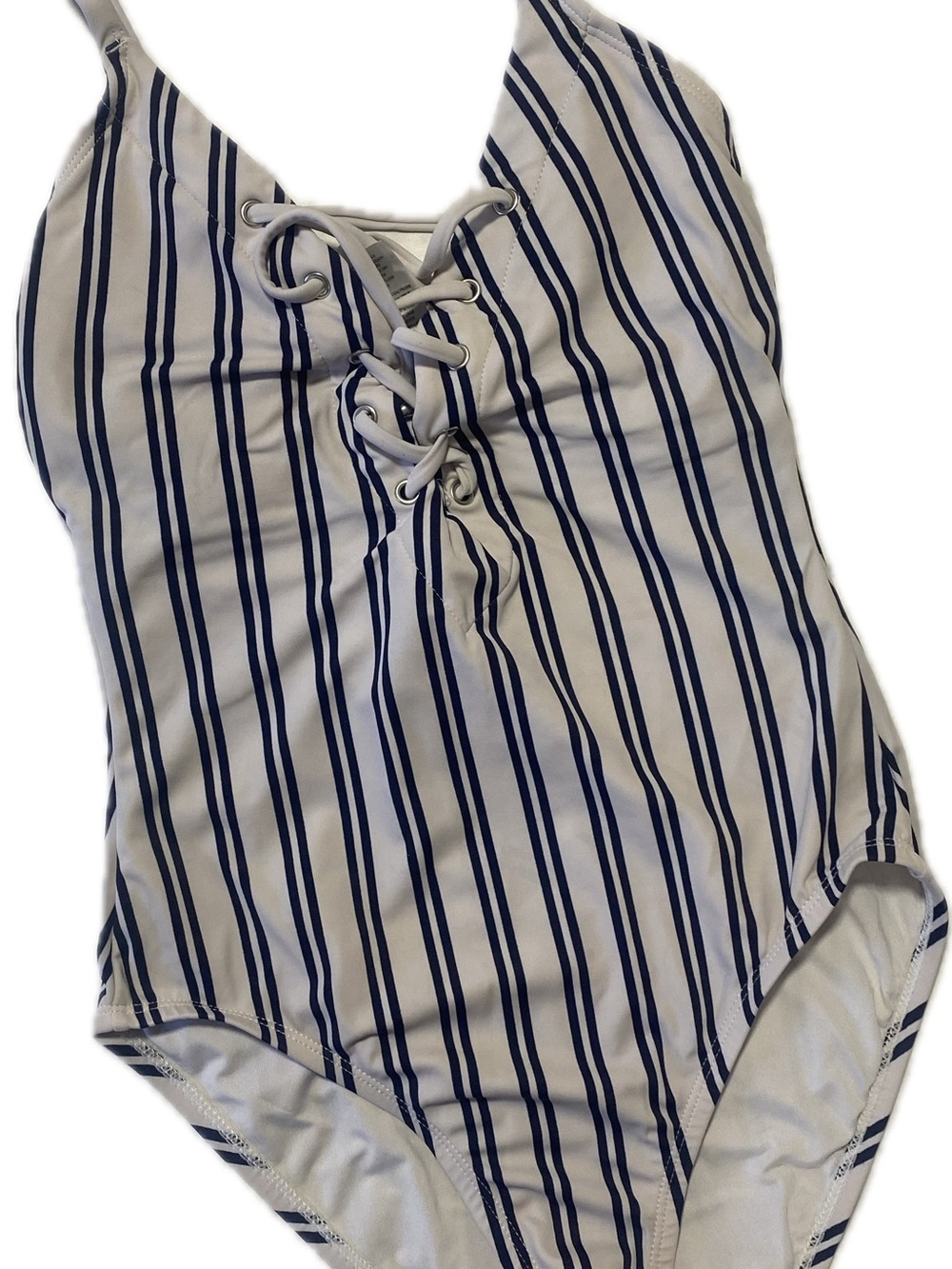 Nautica White One-Piece Swimsuit with Navy Stripes